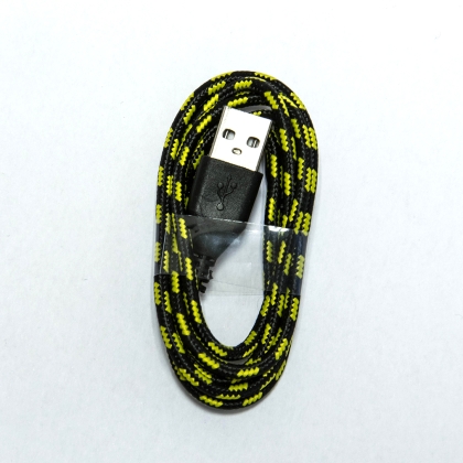 Кабел Micro USB тип връзка, черен/жълт