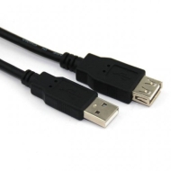 Кабел VCom USB 2.0 AM / AF Black - CU202-B-1.8m