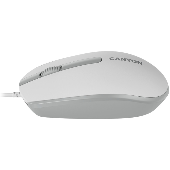 Мишка Canyon M-10, с плавен плъзгащ ефект, White grey - CNE-CMS10WG
