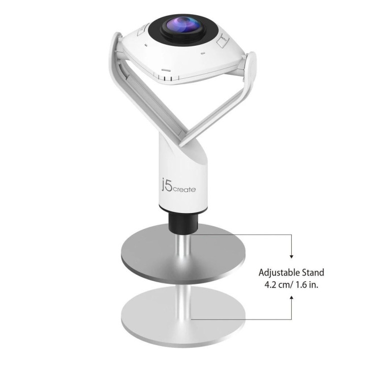 Уеб камера с микрофон j5create JVCU360, UltraHD, 360de, All Around, черен