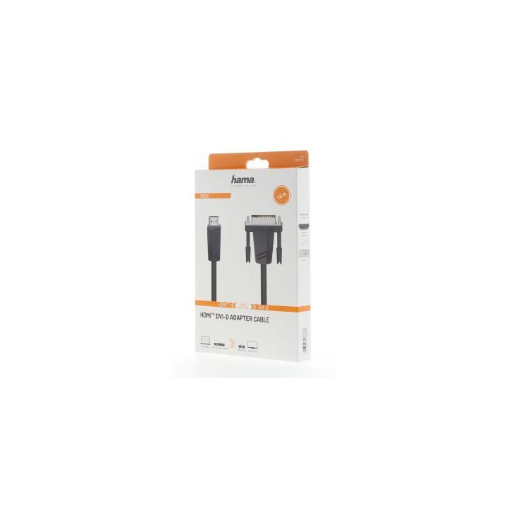 Кабел HAMA 205018 HDMI мъжко - DVI/D мъжко, 1.5 м, екраниран