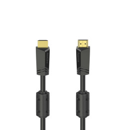 Кабел HAMA High Speed, HDMI мъжко - HDMI мъжко, 4K, 18GB/s, Ethernet , 15 м, позл. конектори, 2 филтъра