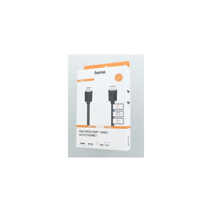 Кабел HAMA HDMI мъжко - HDMI мъжко, 4K, 3м, 18Gbit/s ,Ethernet, екраниран