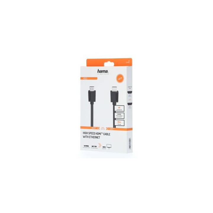 Кабел HAMA 205005 HDMI мъжко - HDMI мъжко, 4K, Ethernet 1.5 м, 1 звезда