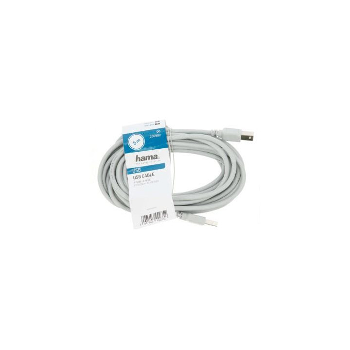 Кабел HAMA 200902 USB-A мъжко - USB-B мъжко, 5 м, Стандарт