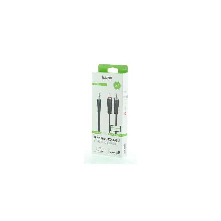 Аудио кабел HAMA стерео жак 3,5 mm -2 x Чинч, 1.5м
