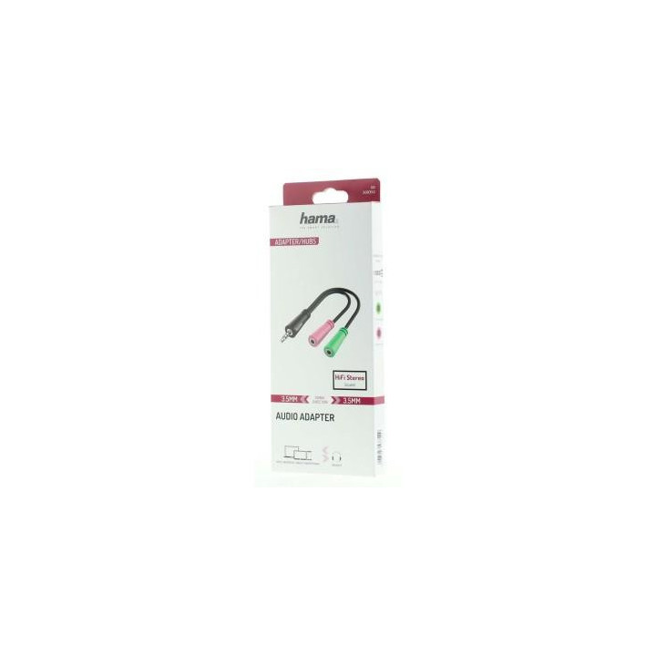 Аудио сплитер HAMA 200352 4-pin 3.5мм  жак мъжко - 2х3-pin 3.5 mm женски жака