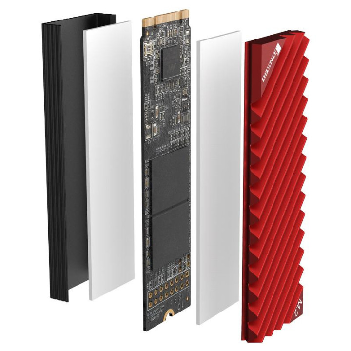 Пасивен охладител за SSD Jonsbo M.2 SSD, оребрен, червен