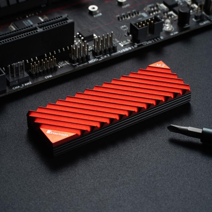 Пасивен охладител за SSD Jonsbo M.2 SSD, оребрен, червен