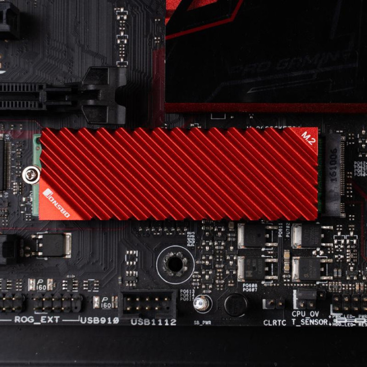 Пасивен охладител за SSD Jonsbo M.2 SSD, оребрен, червен