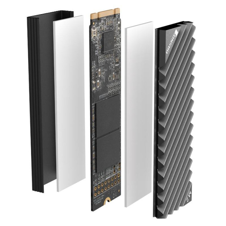 Пасивен охладител за SSD Jonsbo M.2 SSD, оребрен, сив