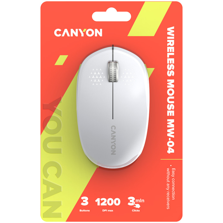 Bluetooth мишка Canyon MW-04, White - CNS-CMSW04W