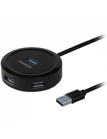 Хъб Axagon HUE-P1A 4x USB3.2 Gen 1 ROUND hub, micro USB power IN, 30cm USB-A cable