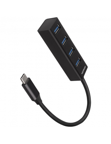 Хъб Axagon HUE-M1C 4x USB3.2 Gen 1 MINI hub, metal, 20cm USB-C cable