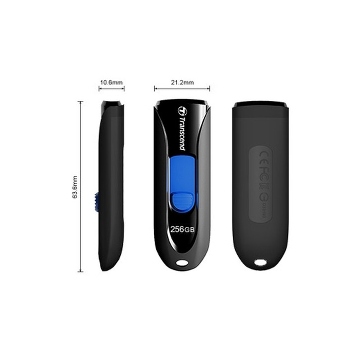 Флаш памет Transcend 256GB USB3.0, Capless, сив - TS256GJF790K