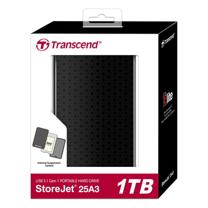 Външен хард диск Transcend 1TB StoreJet 2.5" A3, сив - TS1TSJ25A3K
