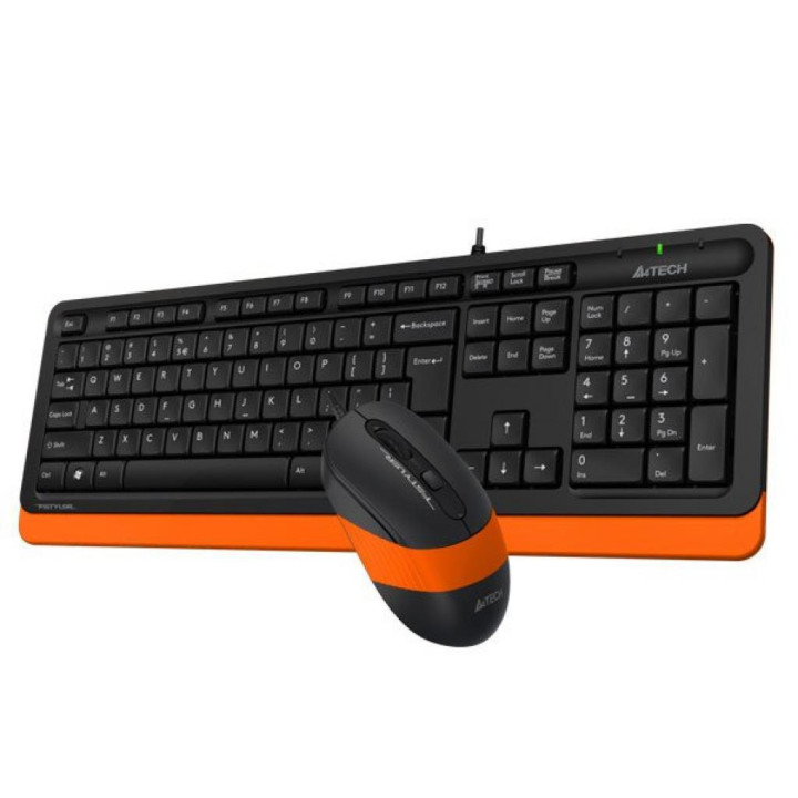 Комплект клавиатура и мишка A4tech Fstyler F1010, USB, черен/оранжев