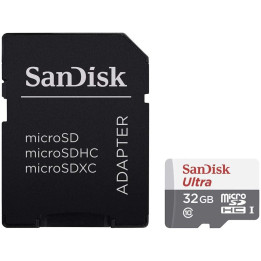 Карта памет SanDisk 32GB Ultra Light microSDHC   SD Adapter 100MB/s - SDSQUNR-032G-GN3MA