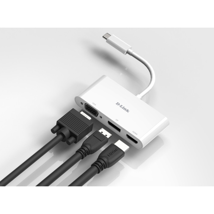 Хъб D-Link 3-in-1 USB-C to HDMI/VGA/DisplayPort Adapter - DUB-V310
