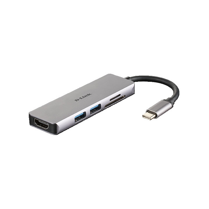 Хъб D-Link 5-in-1 USB-C Hub with HDMI and SD/microSD Card Reader - DUB-M530