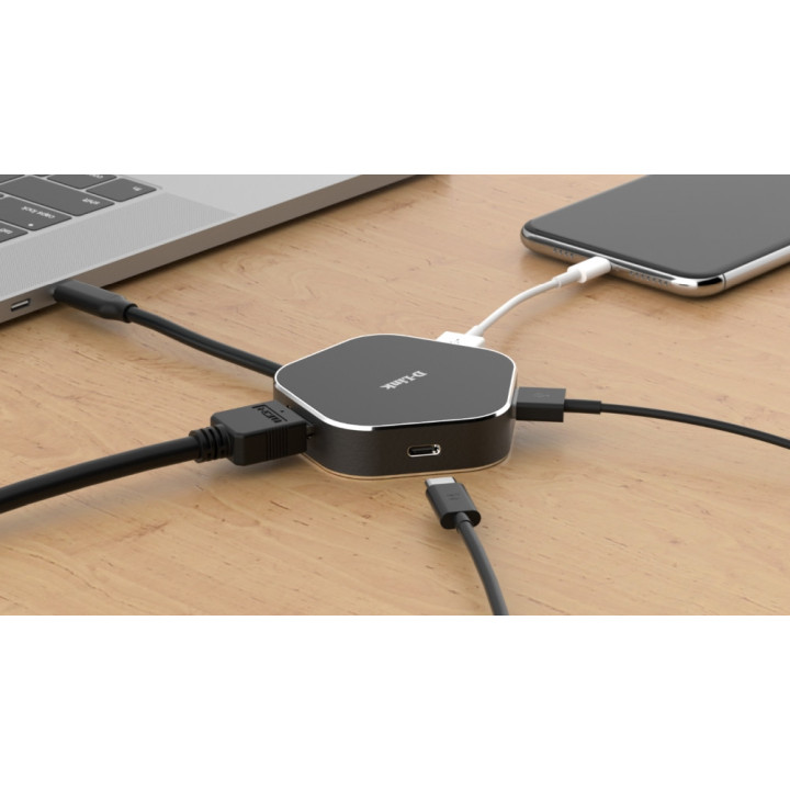 Хъб D-Link 4-in-1 USB-C Hub with HDMI and Power Delivery - DUB-M420