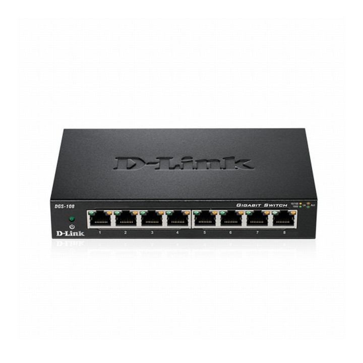 Суич D-Link 8-Port 10/100/1000Mbps Metal - DGS-108GL