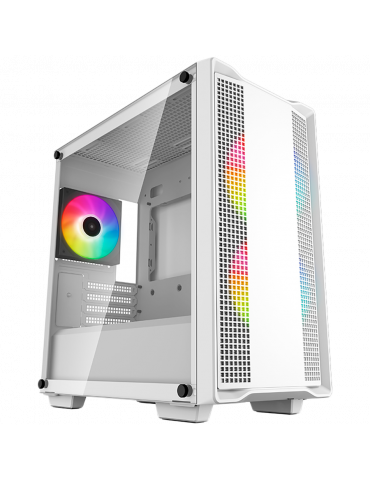 Кутия за компютър DeepCool CC360 ARGB WH, Mid Tower, 3x120mm ARGB Fans, Tempered Glass, Mesh Panel, White - R-CC360-WHAPM3-G-1