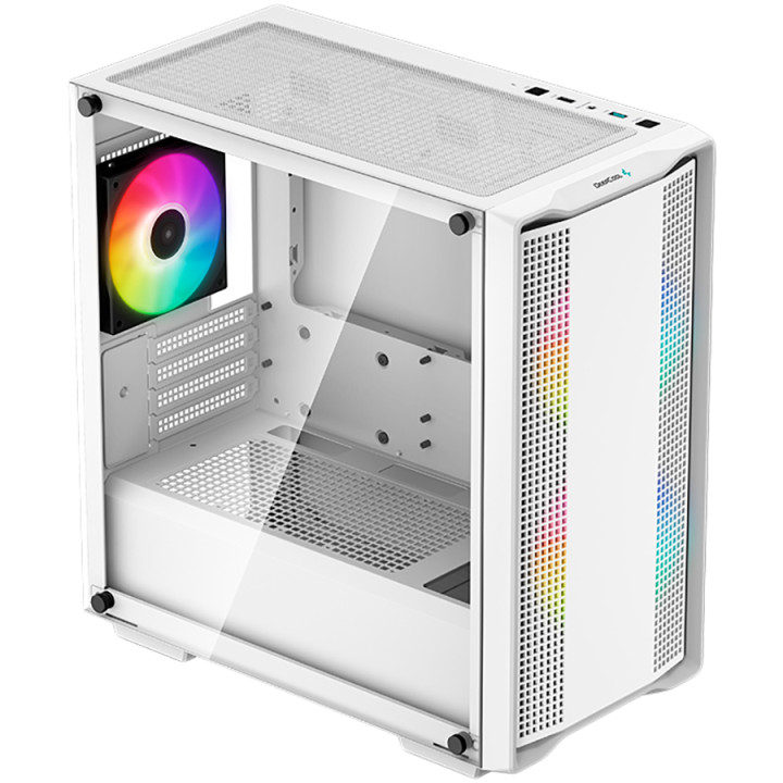 Кутия за компютър DeepCool CC360 ARGB WH, Mid Tower, 3x120mm ARGB Fans, Tempered Glass, Mesh Panel, White - R-CC360-WHAPM3-G-1