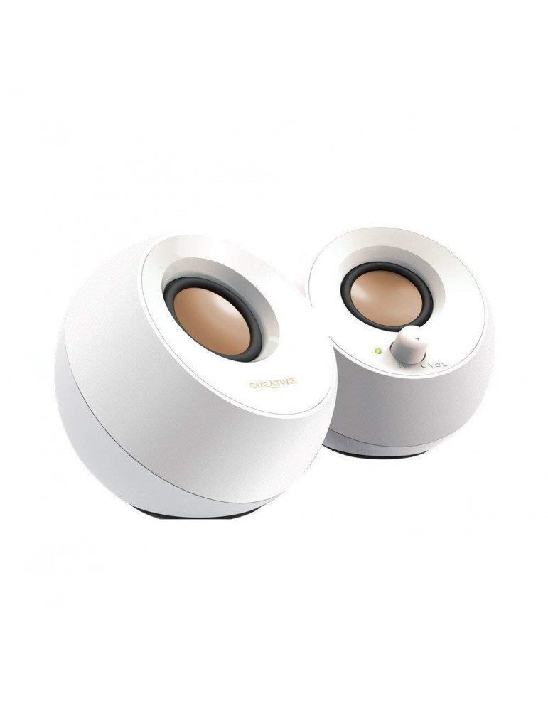 Колонки Creative PEBBLE, 2.0, 2 x 2.2W, Бял