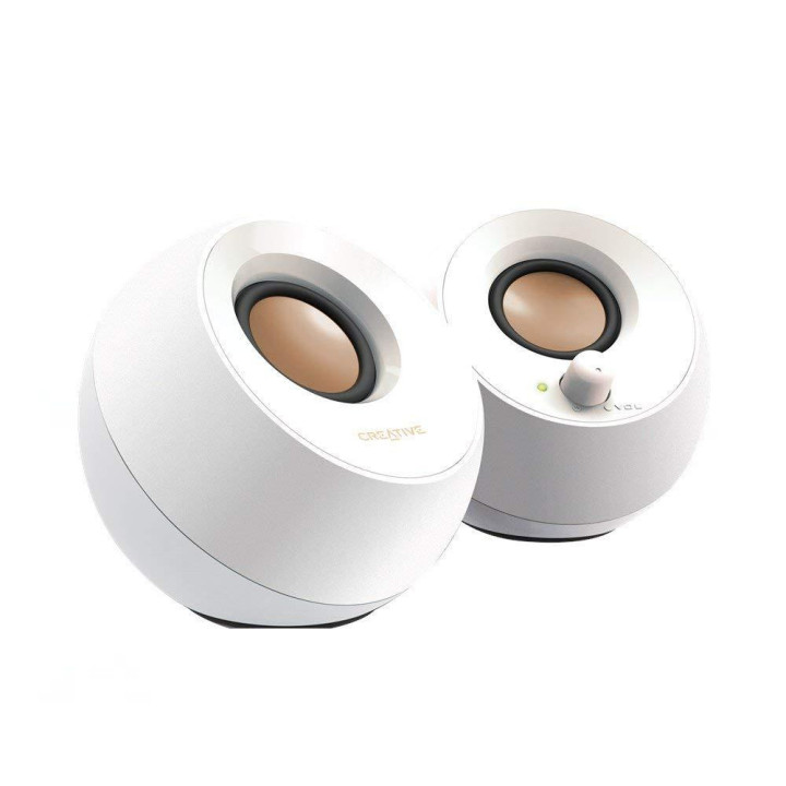 Колонки Creative PEBBLE, 2.0, 2 x 2.2W, Бял