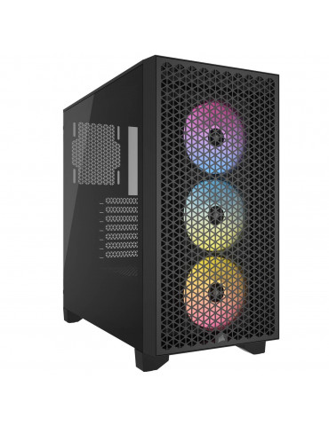 Кутия за компютър Corsair 3000D RGB Airflow Mid Tower, Tempered Glass, черен - CC-9011255-WW