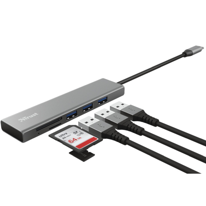 Хъб Trust Halyx Fast USB-C Hub & Card Reader - 24191
