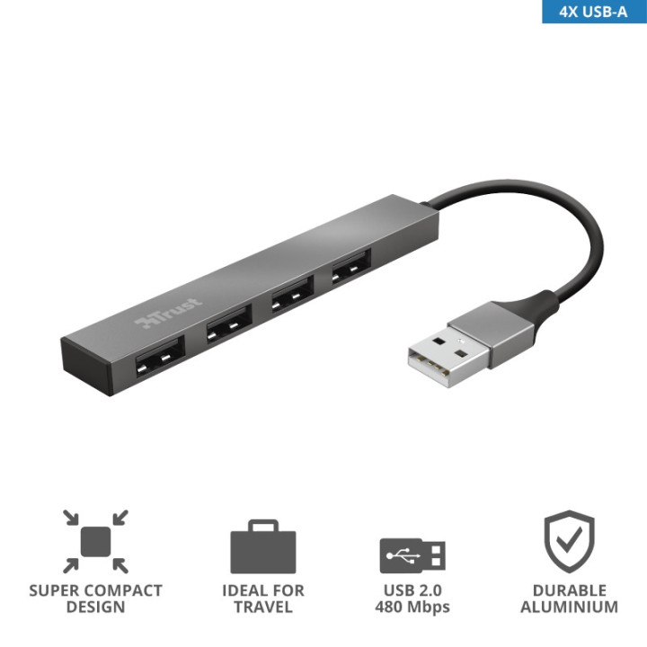 Хъб Trust Halyx 4-Port Mini USB Hub - 23786