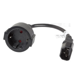 Захранващ кабел Lanberg Ext IEC 320 C14 / SCHUKO F 0.2m черен, CA-C14E-10CC-0018-BK
