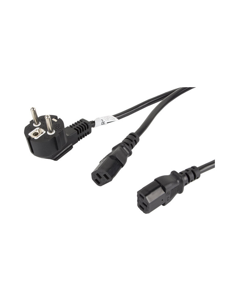 Захранващ сплитер Lanberg Schuko / 2 x IEC 320 C13 2m, CA-C13C-13CC-0018-BK
