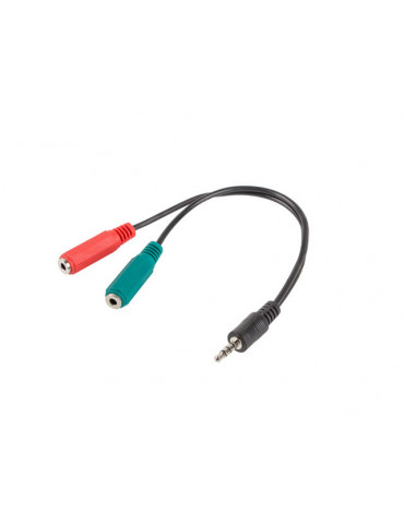 Адаптер Lanberg 3.5mm 4pin M / 2 x 3.5mm F 0.2m, AD-0023-BK