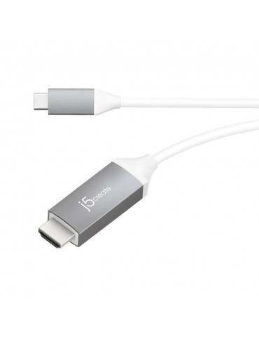 Кабел j5create JCC153G, USB-C мъжко - HDMI мъжко, 1.8 m, бял