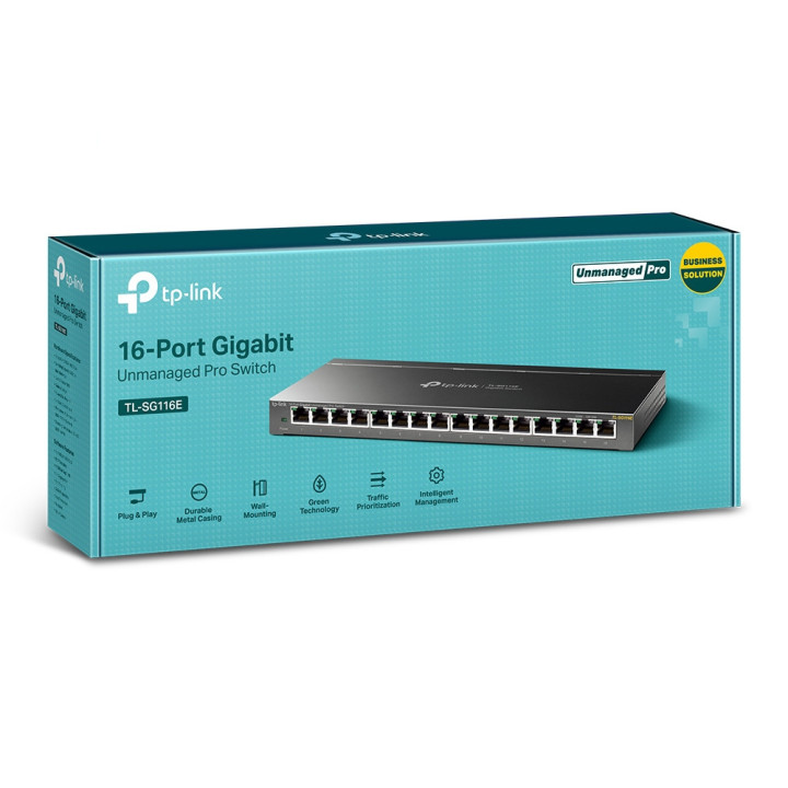 Комутатор TP-Link TL-SG116E, 16-портов неуправляем гигабитов