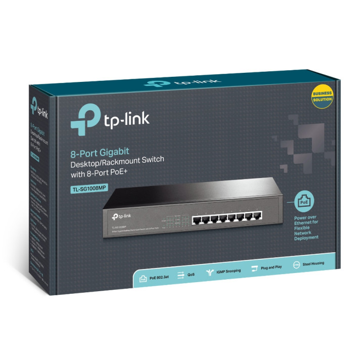 Комутатор TP-Link TL-SG1008MP, 8-портов Gigabit PoE  Desktop/Rackmount