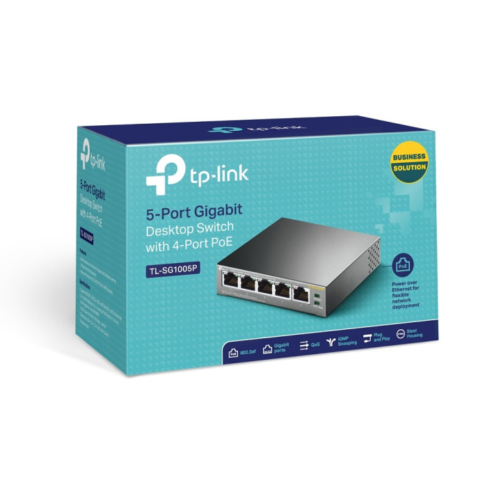 Комутатор TP-Link TL-SG1005P с 4 PoE порта