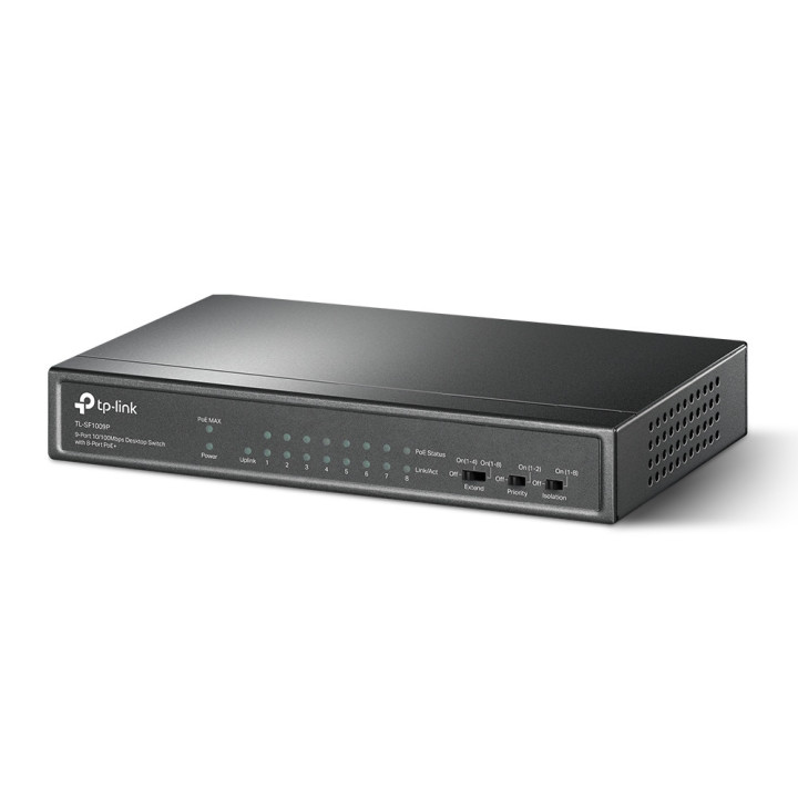 Комутатор TP-Link TL-SF1009P с 8-PoE  порта, 9-портов 10/100Mbps