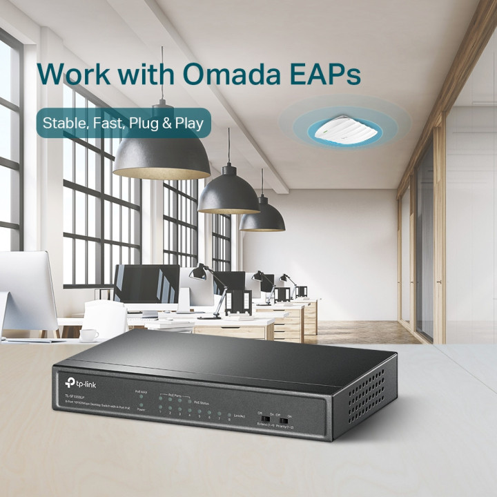 Комутатор TP-Link TL-SF1008LP с 4-PoE порта, 8-портов