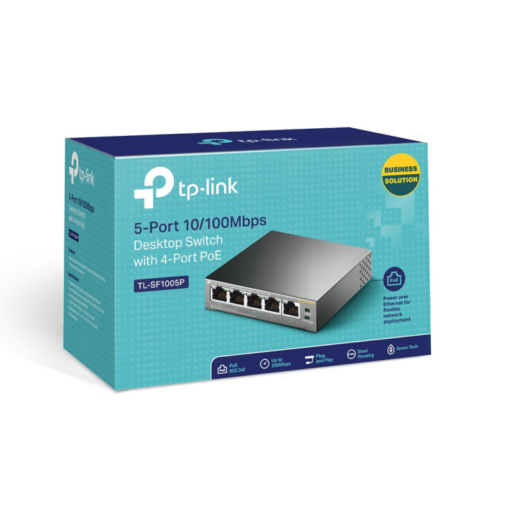 Kомутатор TP-Link TL-SF1005P с 4 PoE порта