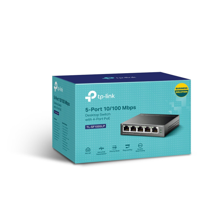 Комутатор TP-Link TL-SF1005LP с 4 PoE порта, 5-портов 10/100 Mbps