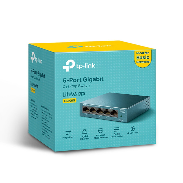 Комутатор TP-Link LS105G, 5-портов 10/100/1000 Mbps