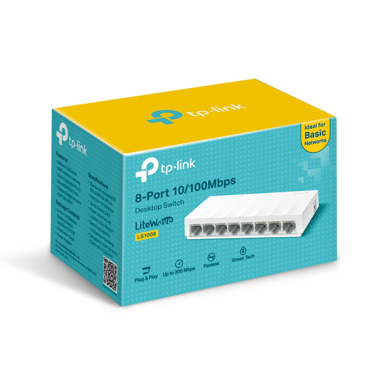Комутатор TP-Link LS1008, 8-портов 10/100 Mbps