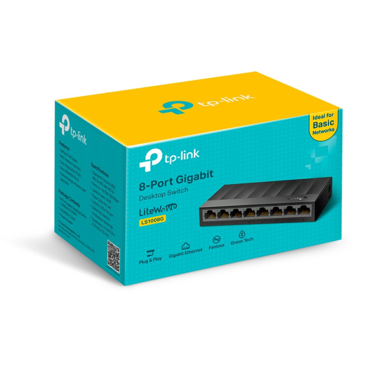 Комутатор TP-Link LS1008G, 8-портов Gigabit