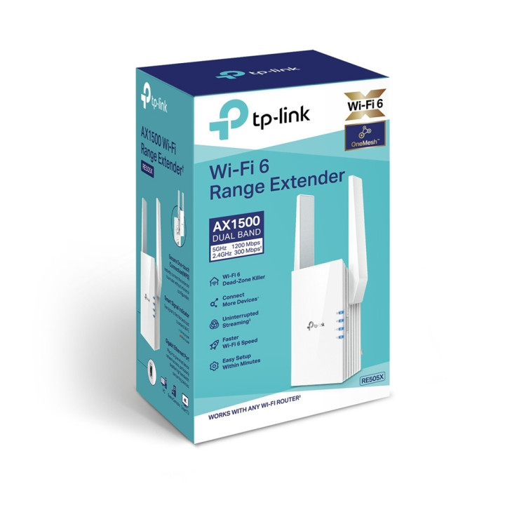 Удължител на обхват TP-Link RE505X AX1500, двулентов OneMesh