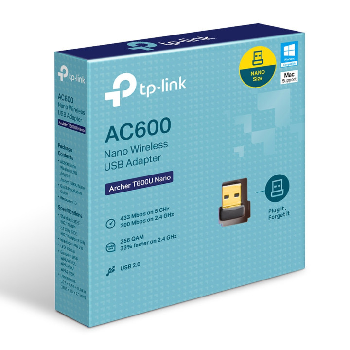 Безжичен USB nano адаптер TP-Link Archer T600U AC600
