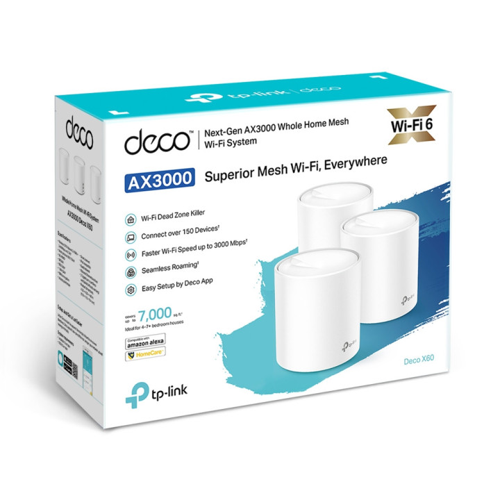 Безжична WiFi Mesh система TP-Link Deco X60(3-pack) AX3000